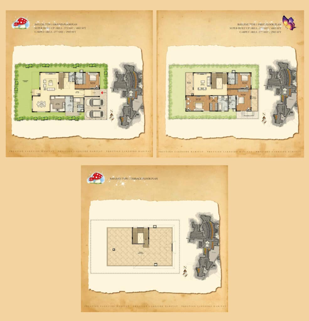Prestige Lakeside Habitat – Villas 4BR- floor plan