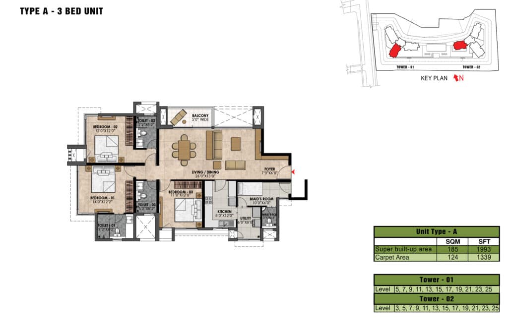 Prestige Fairfield 3br  floor plan 3