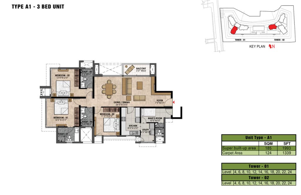 Prestige Fairfield 3br  floor plan