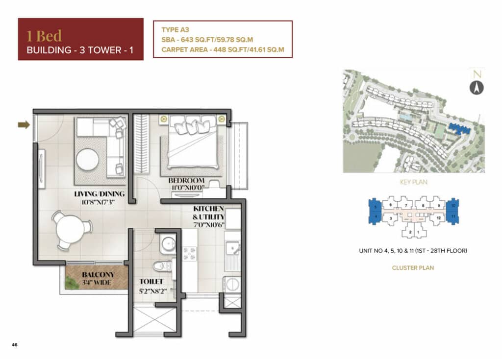 The Prestige City – Eden Park 1BR floor plan