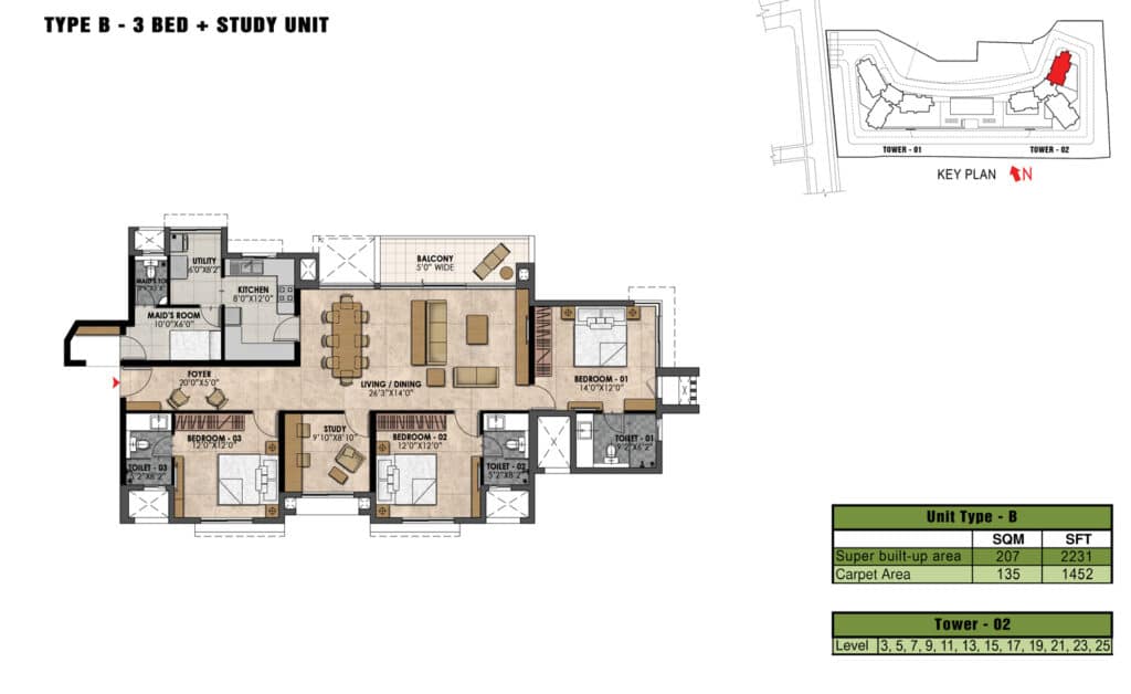Prestige Fairfield 3.5br  floor plan 3