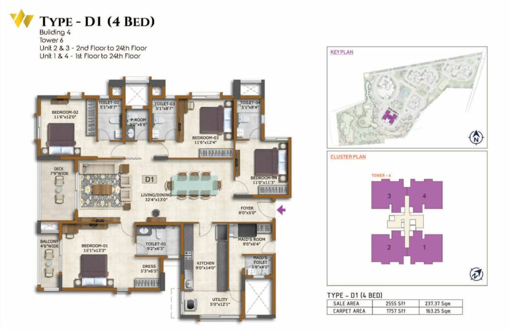 Prestige Waterford 4BR floor plan 