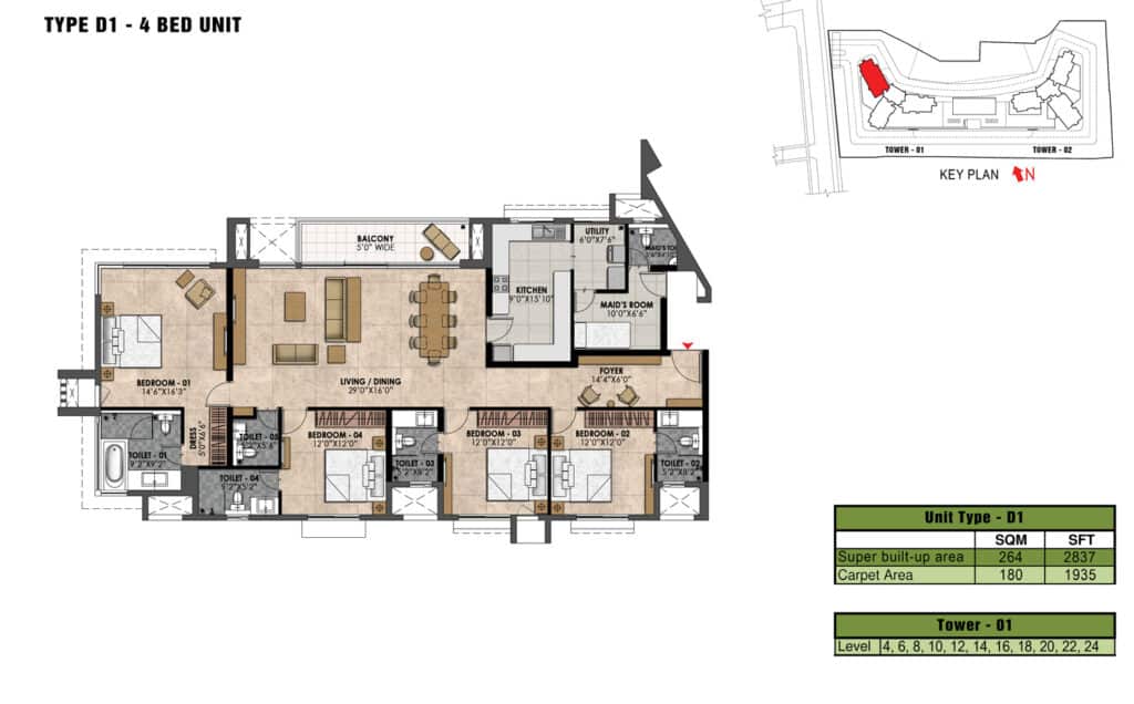 Prestige Fairfield 4br  floor plan