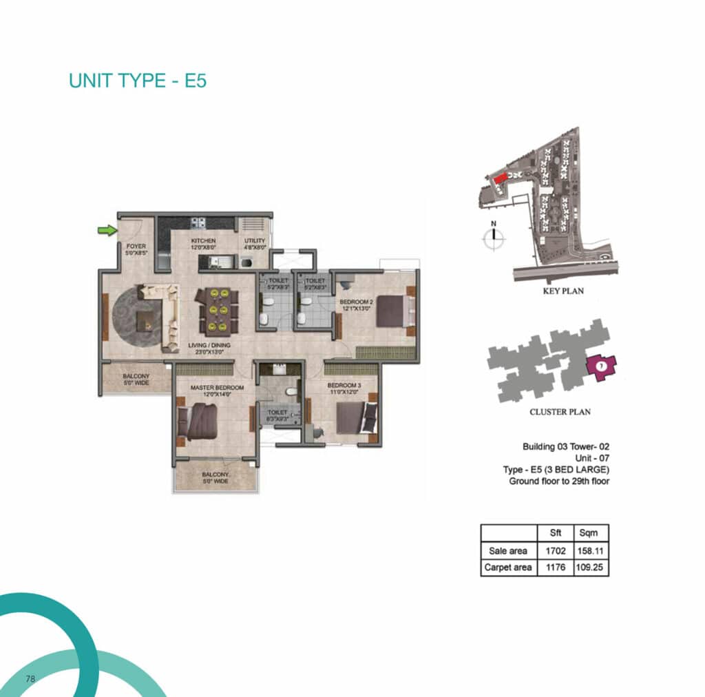 Prestige Jindal City 3BR floor plan