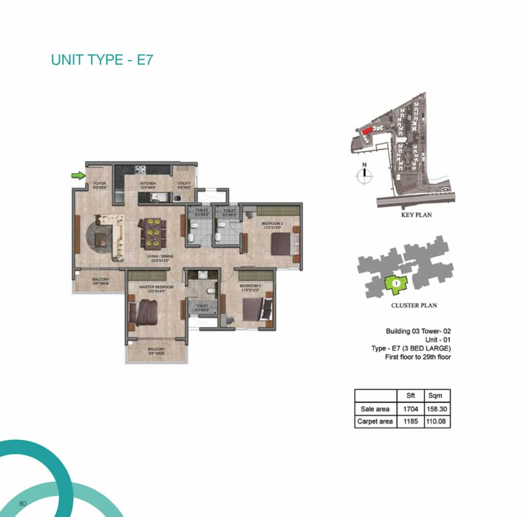 Prestige Jindal City 3BR floor plan 3